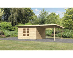 Gartenhaus Karibu Speyer 4 inkl. Anbaudach 3,3 m 664 x 309 cm natur