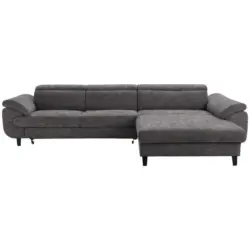 Ecksofa in Webstoff Dunkelgrau