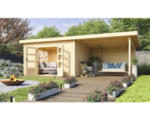 Hornbach Gartenhaus Karibu Speyer 4 inkl. Anbaudach 3,3 m und Rückwand 664 x 309 cm natur