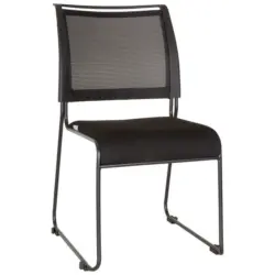 Besucherstuhl in Netzbespannung, Flachgewebe Schwarz