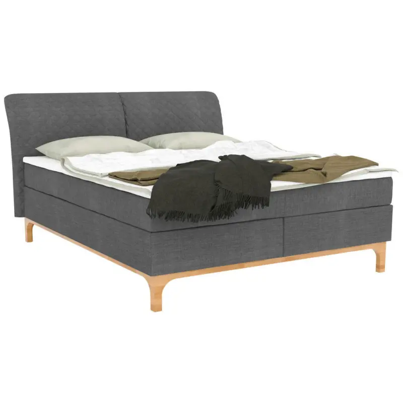 Boxspringbett 140/200 cm in Dunkelgrau