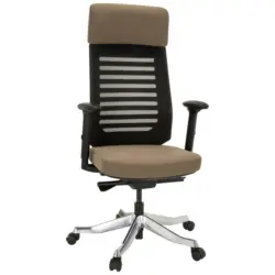 Drehstuhl in Netzbespannung, Flachgewebe Schwarz, Taupe