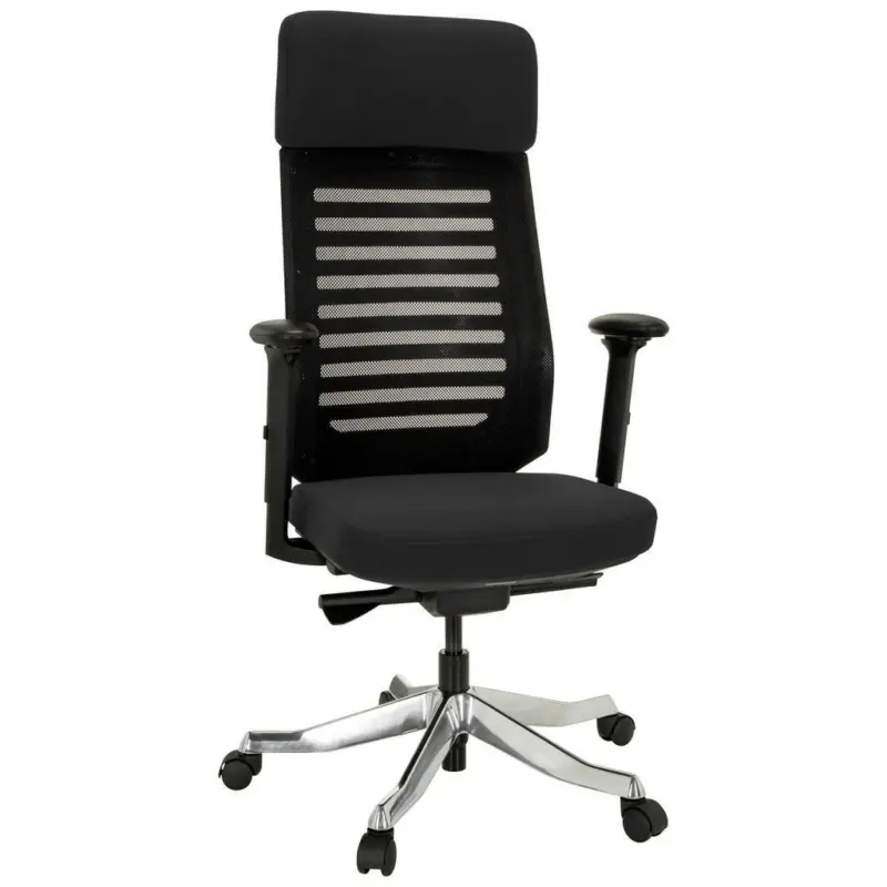 Drehstuhl in Netzbespannung, Flachgewebe Schwarz