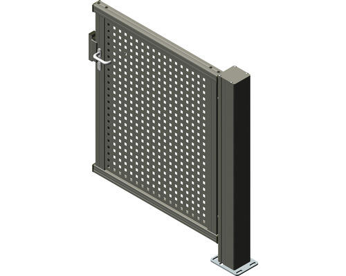 Anschlusstor ALBERTS Mosaik rechts öffnend 1200 x 1000 mm Füllung Lochblech inkl. einem Pfosten anthrazit