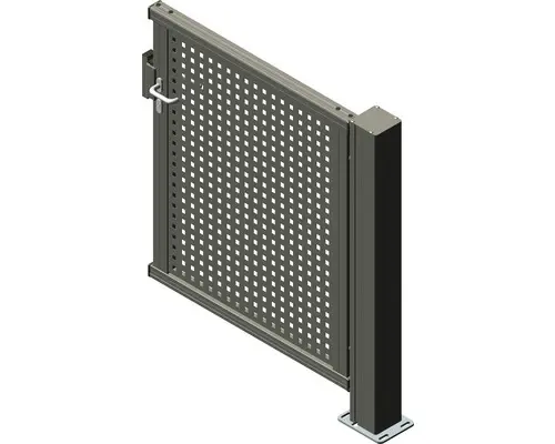Anschlusstor ALBERTS Mosaik rechts öffnend 1200 x 1600 mm Füllung Lochblech inkl. einem Pfosten anthrazit