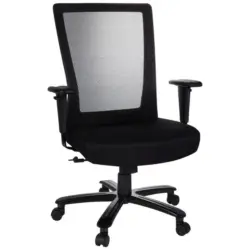 Drehstuhl in Netzbespannung, Flachgewebe Schwarz