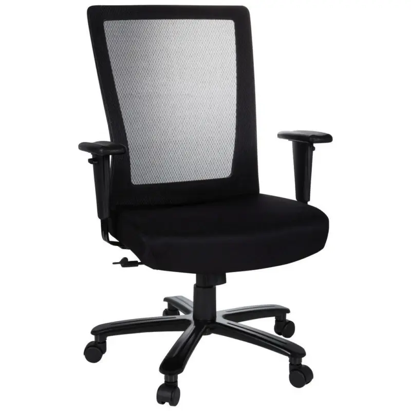 Drehstuhl in Netzbespannung, Flachgewebe Schwarz