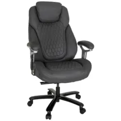 Chefsessel in Lederlook Grau, Silberfarben