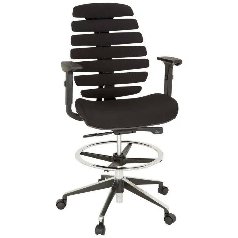 Drehstuhl in Flachgewebe Schwarz