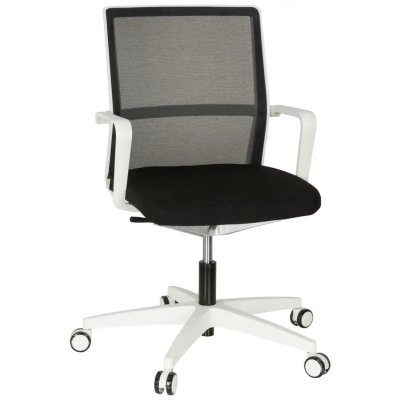 Drehstuhl in Netzbespannung, Flachgewebe Schwarz, Weiß