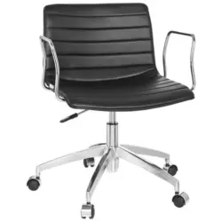 Drehstuhl in Lederlook Schwarz, Chromfarben