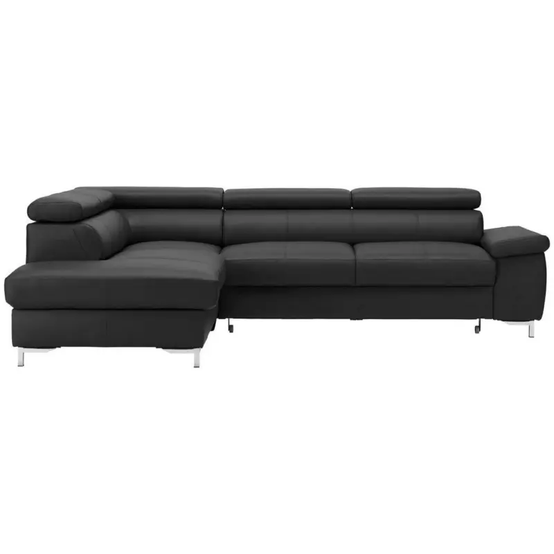Ecksofa in Echtleder Schwarz