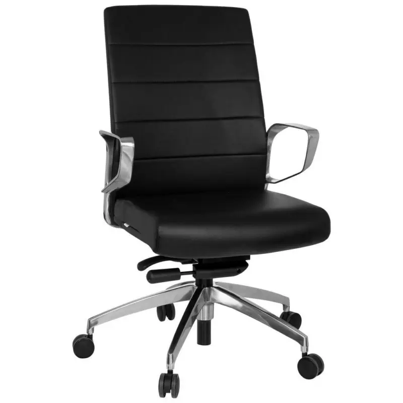 Drehstuhl in Lederlook Schwarz