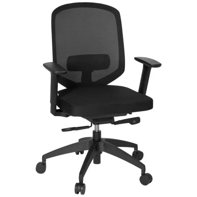 Drehstuhl in Netzbespannung, Flachgewebe Schwarz