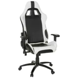 Gamingstuhl in Lederlook Schwarz, Weiß
