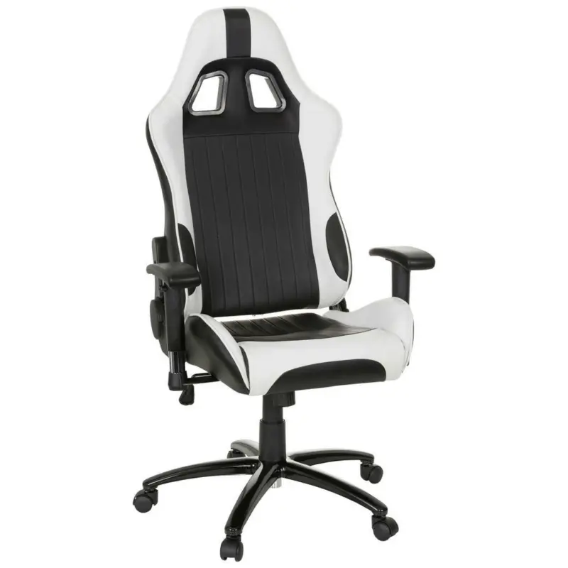 Gamingstuhl in Lederlook Schwarz, Weiß