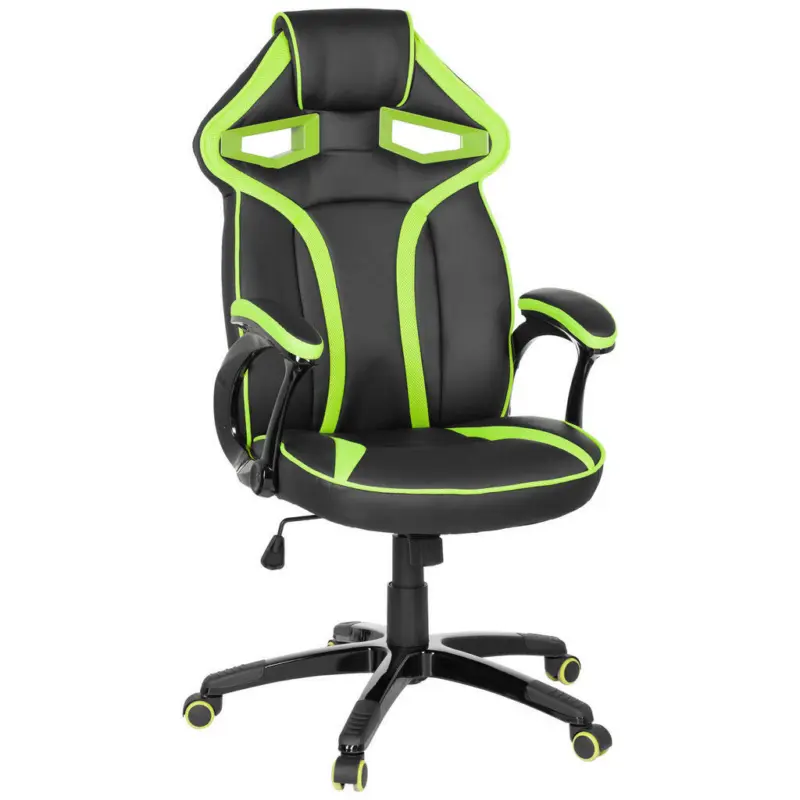 Gamingstuhl in Lederlook Grün, Schwarz