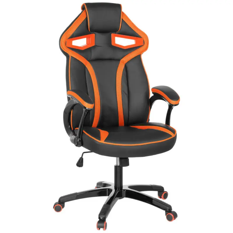 Gamingstuhl in Lederlook Orange, Schwarz