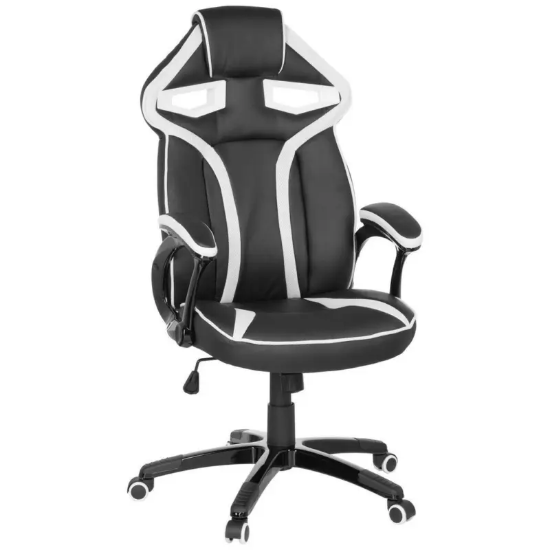 Gamingstuhl in Lederlook Schwarz, Weiß