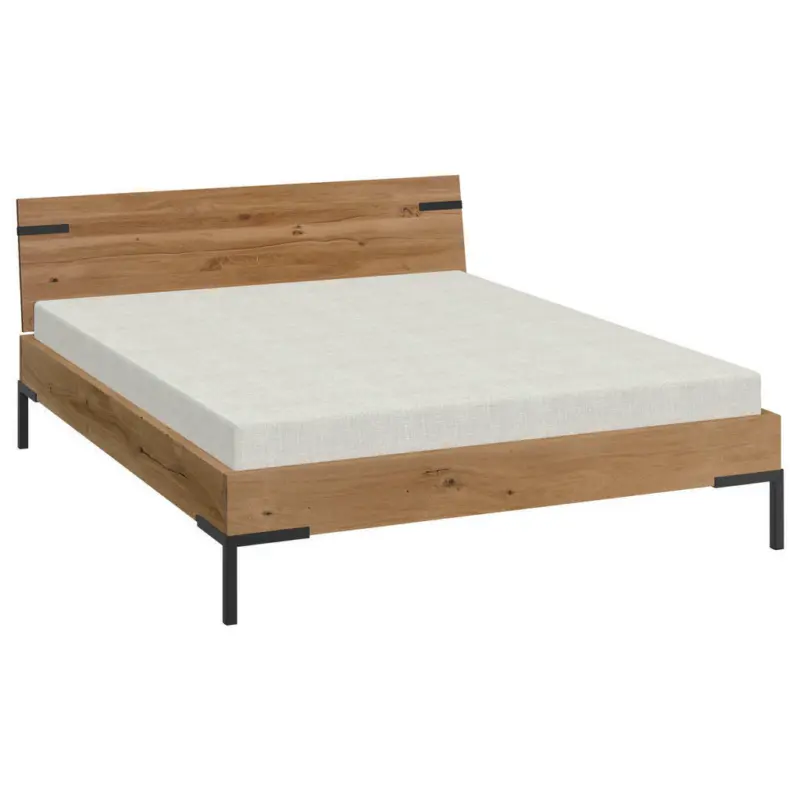 Bett 140/200 cm in Schwarz, Wildeiche