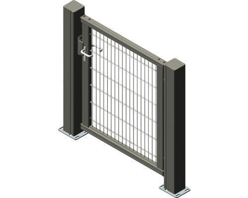 Einzeltor ALBERTS Mosaikk rechts öffnend 1200 x 1000 mm Füllung Doppelstabmatte 6/5/6 inkl. zwei Pfosten anthrazit