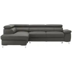 Ecksofa in Echtleder Anthrazit