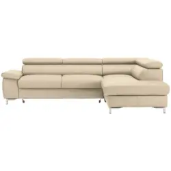 Ecksofa in Echtleder Beige