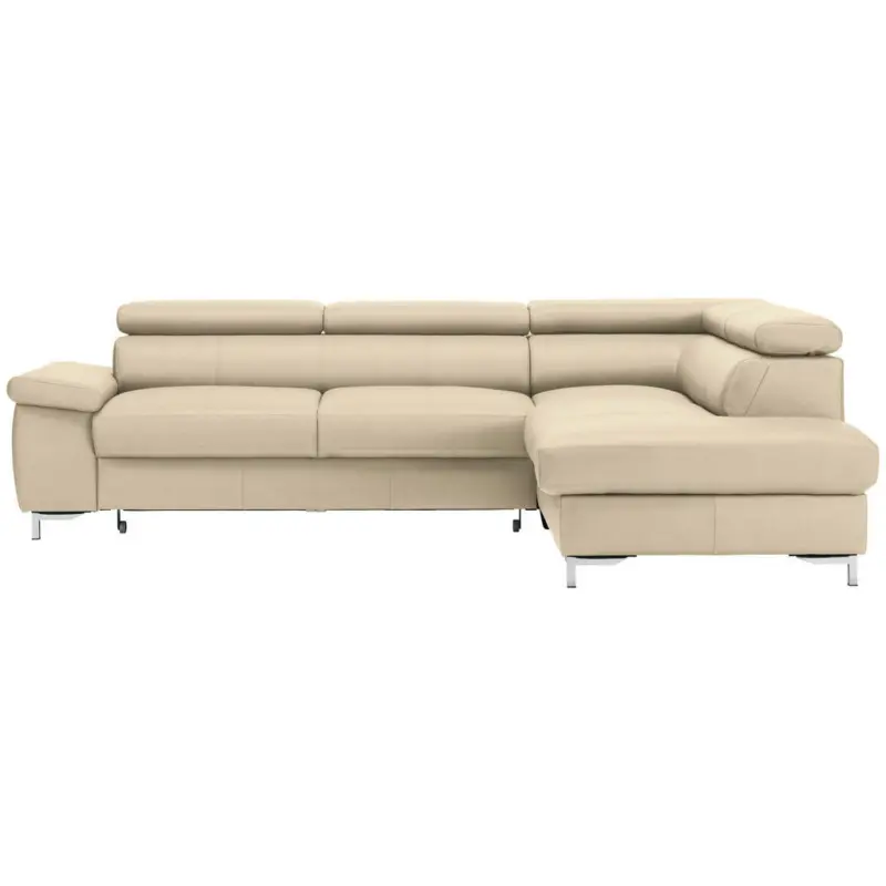 Ecksofa in Echtleder Beige