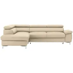 Ecksofa in Echtleder Beige