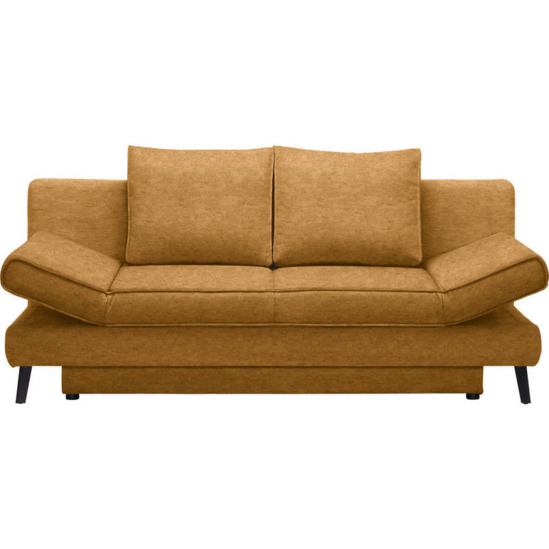 Schlafsofa in Flachgewebe Braun, Goldfarben