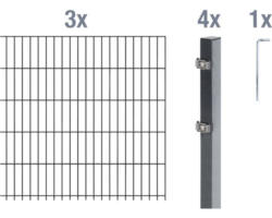 Doppelstabmattenset ALBERTS 6/5/6 600 x 160 cm anthrazit