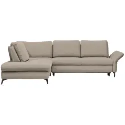 Ecksofa in Webstoff Hellbraun