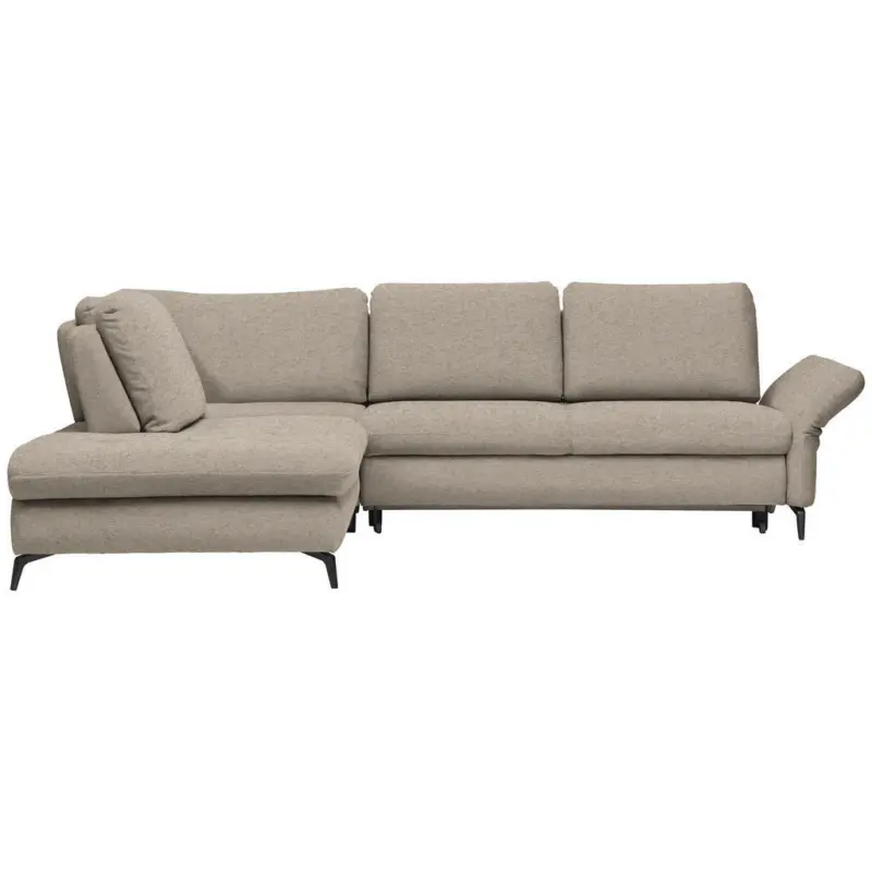 Ecksofa in Webstoff Hellbraun