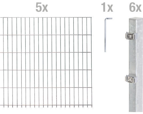 Doppelstabmattenset ALBERTS 6/5/6 1000 x 120 cm feuerverzinkt