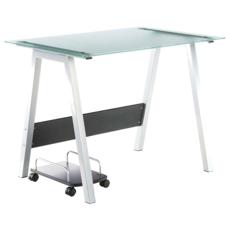 Schreibtisch 100/70/76 cm in Schwarz, Silberfarben, Pastellgrün