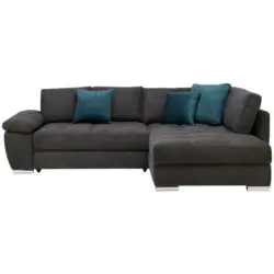 Ecksofa in Webstoff Schwarz
