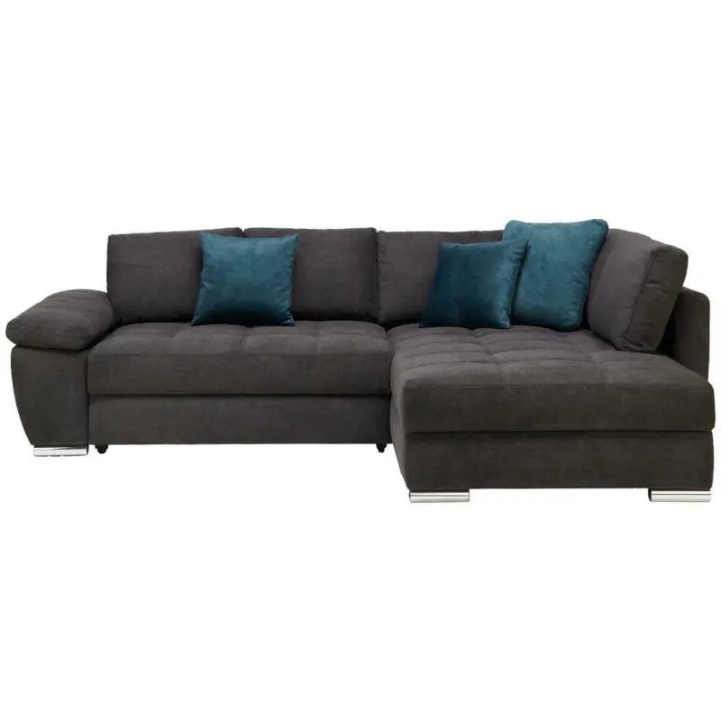 Ecksofa in Webstoff Schwarz