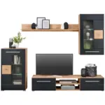 XXXLutz Lauterach - Ihr M&ouml;belhaus bei Bregenz Wohnwand 240/190/43 cm in Schwarz, Eiche Artisan