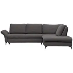 Ecksofa in Webstoff Dunkelgrau
