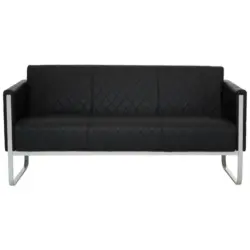 Dreisitzer-Sofa in Lederlook Schwarz, Hellgrau