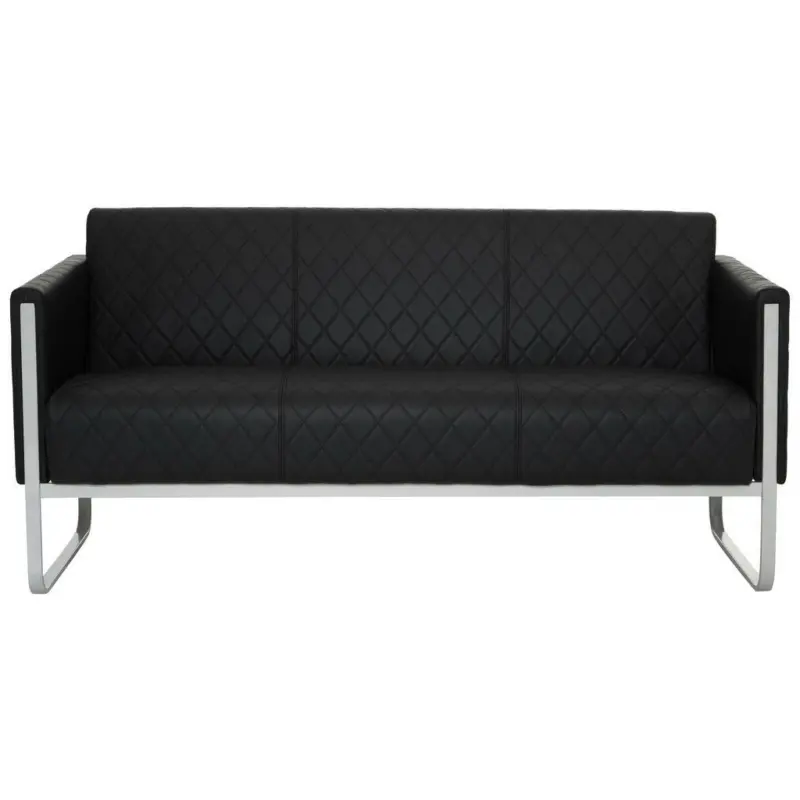 Dreisitzer-Sofa in Lederlook Schwarz, Hellgrau