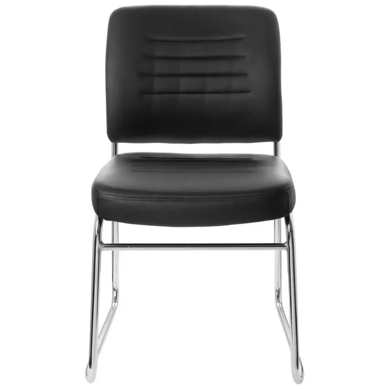 Besucherstuhl in Lederlook Schwarz, Chromfarben