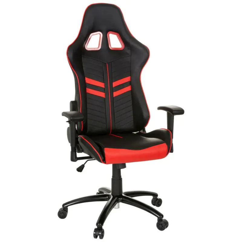 Gamingstuhl in Lederlook Rot, Schwarz