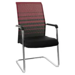 Besucherstuhl in Netzbespannung Rot, Schwarz