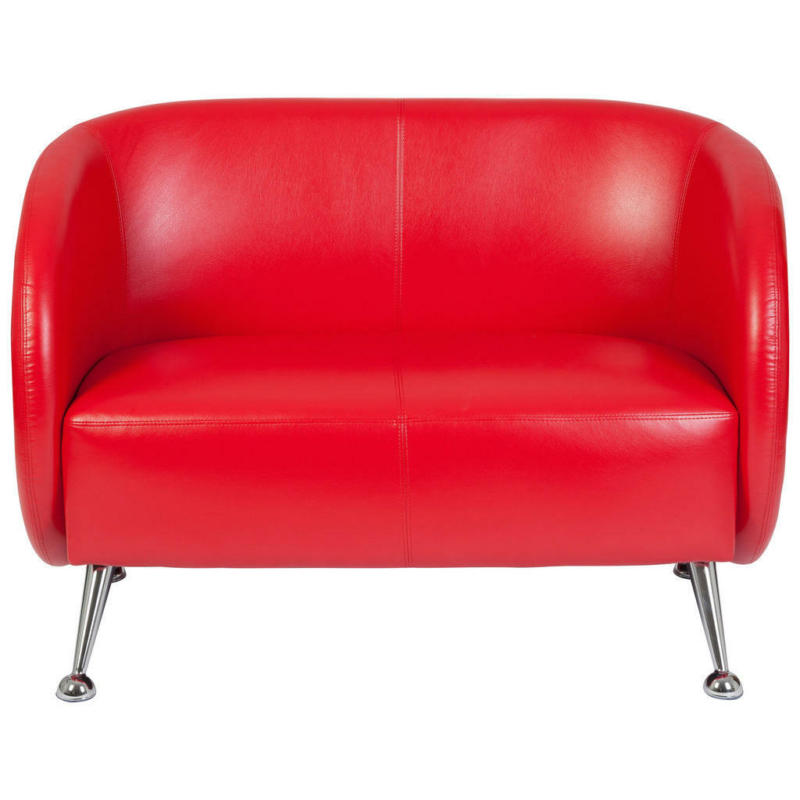 Zweisitzer-Sofa in Lederlook Rot