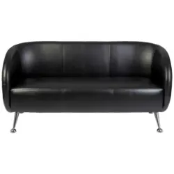 Dreisitzer-Sofa in Lederlook Schwarz