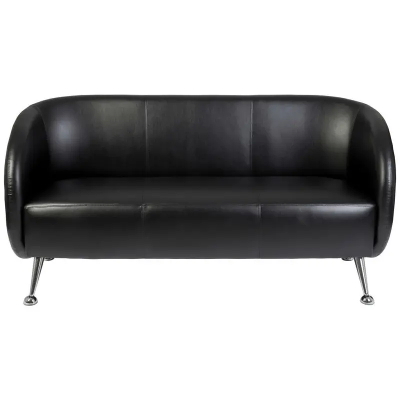 Dreisitzer-Sofa in Lederlook Schwarz