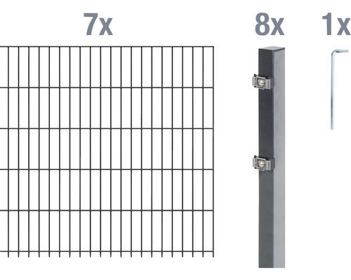 Doppelstabmattenset ALBERTS 6/5/6 1400 x 120 cm feuerverzinkt