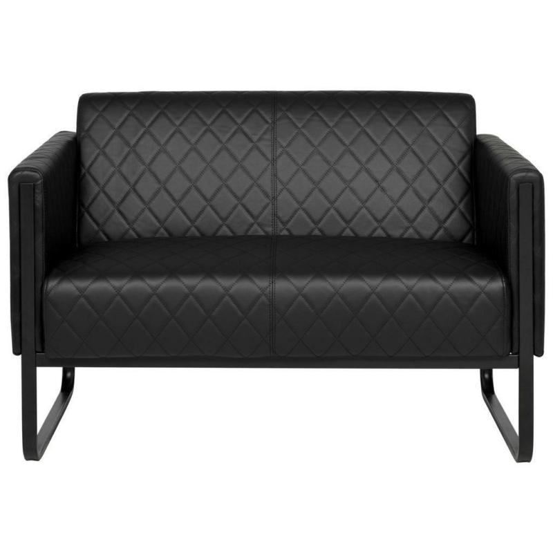 Zweisitzer-Sofa in Lederlook Schwarz