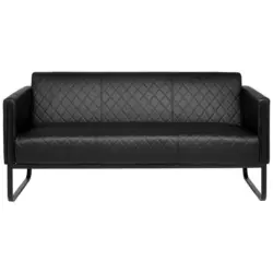 Dreisitzer-Sofa in Lederlook Schwarz